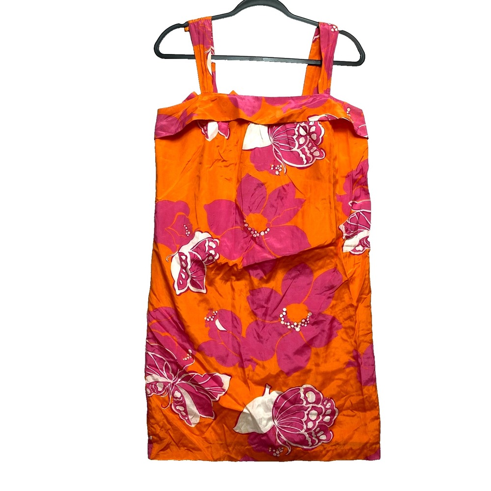 Lilly Pulitzer Dress Womens 8 Pink & Orange Silk Blend Butterfly